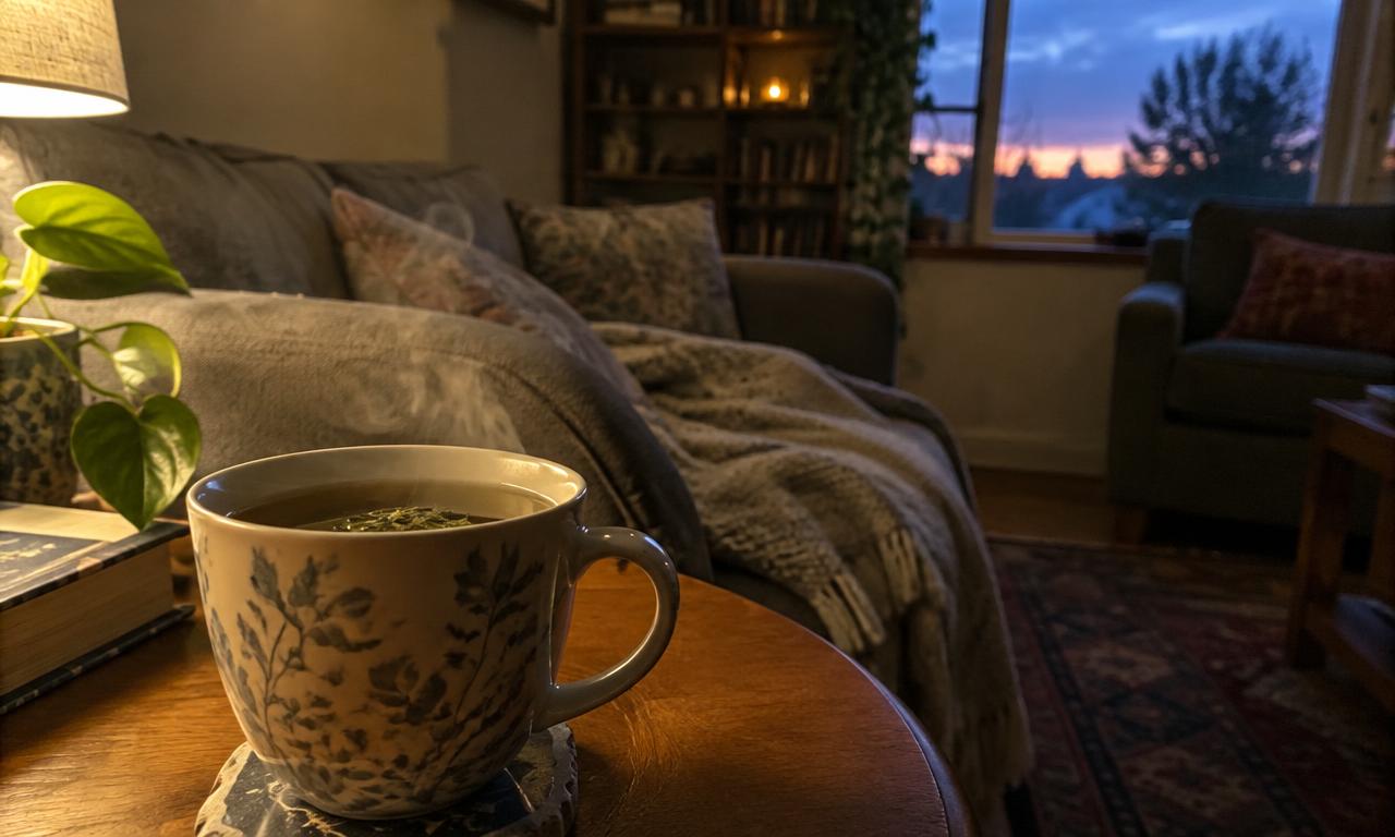 Une infusion, une lumière douce : des signaux simples que la journée se termine.